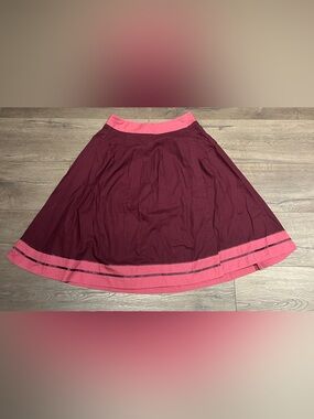 100% Cotton Women's Two-Tone Pink and Burgundy A-Line Skirt